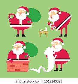 Set of Santa Claus. Funny cartoon character.
