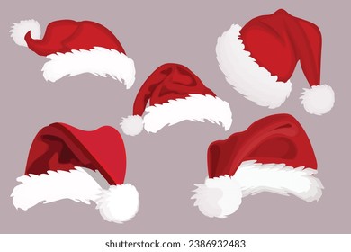 set of Santa Claus hat in flat design.