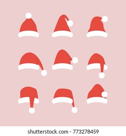 Set of santa claus hat illustration vector