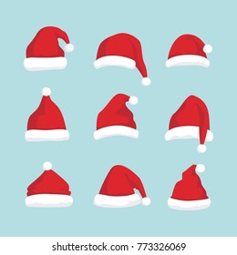 Set of santa claus hat illustration vector