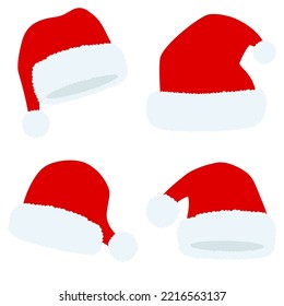 Set of Santa Claus hat isolated on white background