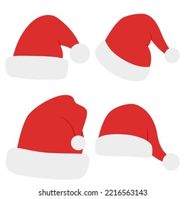 Set of Santa Claus hat isolated on white background