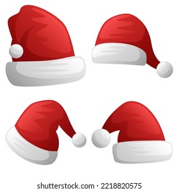 Set of Santa Claus hat isolated on white background