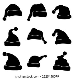 Set of Santa Claus hat isolated on white background