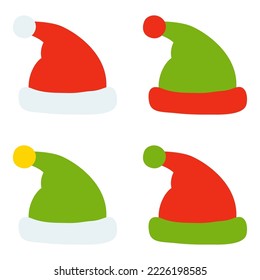 Set of Santa Claus hat isolated on white background