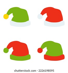 Set of Santa Claus hat isolated on white background