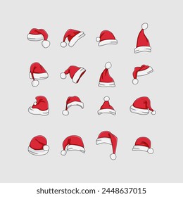 conjunto de sombreros de santa claus Vector