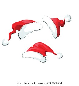 Set of Santa Claus hats vector illustration on a white background
