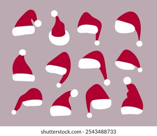 set of santa claus hats.vector illustration