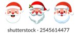 Set of santa claus head. Santa faces set. Christmas claus character set. Cute funny santa claus. Saint nick head for Christmas cards, banners, labels. Cute noel icon. collection of santa head