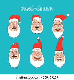 Set of Santa Claus heads