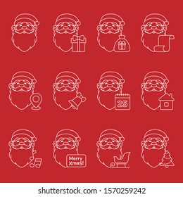 Set of Santa Claus icons. Vector illustration