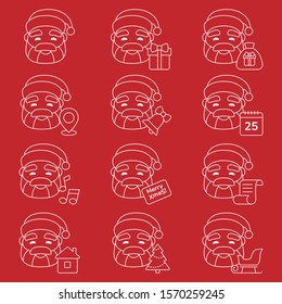 Set of Santa Claus icons. Vector illustration