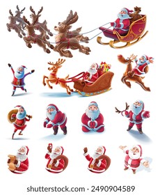 set of santa claus mascot characters