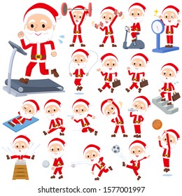 A set of Santa Claus on exercise and sports.There are various actions to move the body healthy.It's vector art so it's easy to edit.
