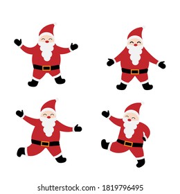 Set Santa claus on white background. Vector illustration for retro christmas card.