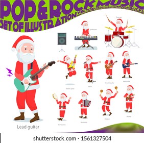 A set of Santa Claus playing rock 'n' roll and pop music.There are also various instruments such as ukulele and tambourine.It's vector art so it's easy to edit.
