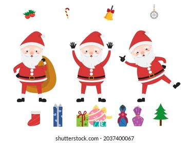 Set of santa claus and present, christmas for decoration.