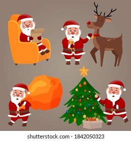 Set of Santa Claus stickers for Christmas 