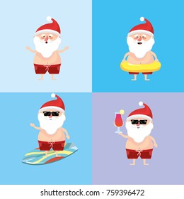 set santa claus in the summer holiday vacation