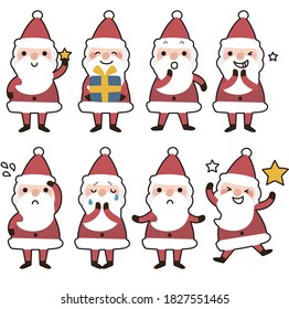 
A set of Santa Claus in various poses.