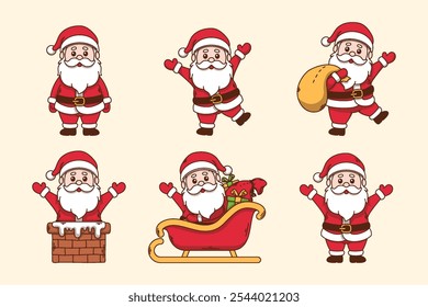 Set of Santa Claus with various poses