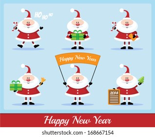 Set of Santa Claus. Vector cartoon Christmas icons.