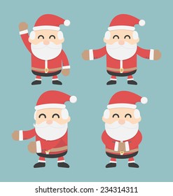 Set of Santa Claus. vector flat design