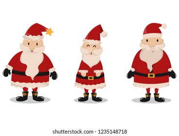 Set of Santa Claus vector illustration cartoon isolated on white background. Cute Santa Claus vector cartoon.