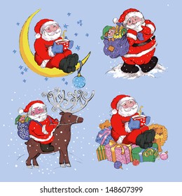 Set of Santa Claus. vector illustration.