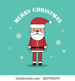 Set of Santa Claus vector illustration wearing Christmas hat.