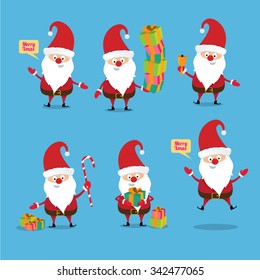 Set of Santa Claus. vector illustration. Merry christmas background