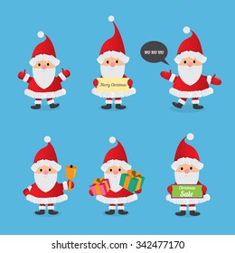 Set of Santa Claus. vector illustration. Merry christmas background