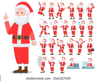 A set of Santa Claus with who express various emotions.There are actions related to workplaces and personal computers.It's vector art so it's easy to edit.
