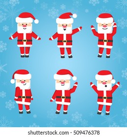 Set of Santa Clauses. Flat Santa Claus. Vector illustration. Merry Christmas. New Year. Winter
