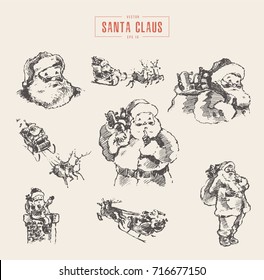 Conjunto de cláusulas Santa, ilustración vectorial dibujada a mano, esbozo