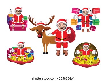 Set of Santa Clauses ready for christmas