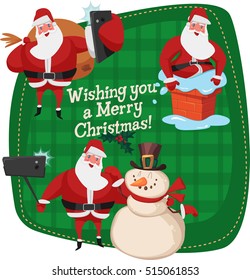 Set of Santa Clauses ready for christmas