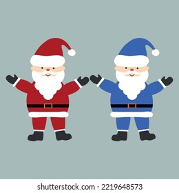 Conjunto de cláusulas Santa. traje de Santa azul y rojo. Ilustración del vector