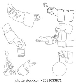 set of santa hand give illustration christmas Santa Claus making frame with hand on white background