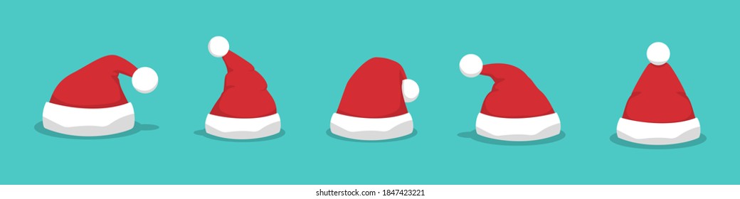 Set of santa hat in a flat design