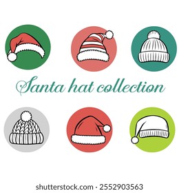 Um conjunto de coleção de ícones do Santa hat 