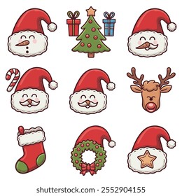A set of Santa hat icons collection 