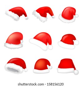  Set of santa hat. Vector