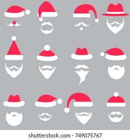 Set Santa Hats Beards Stock Vector (royalty Free) 749075767 