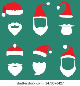 Set Santa Hats Glasses Beards Christmas Stock Vector (Royalty Free ...