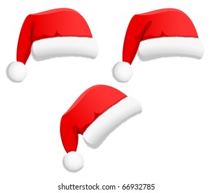 Set of Santa Hats on white background, illustration