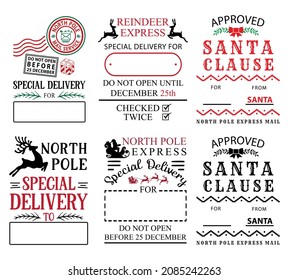 Set of Santa Sack Designs. Christmas Delivery Bag Design Bundle.