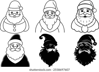 Set of Santa silhouette vector illustration