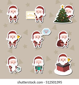 Set of Santa stickers